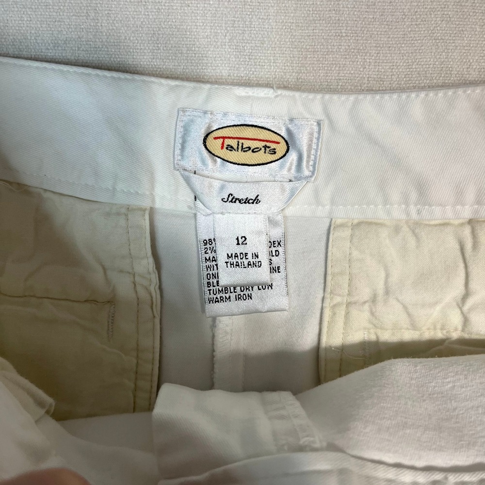 Talbots Stretch White Bermuda Shorts Cotton Blend Stretch Casual -‎ Size 12 - Picture 4 of 9